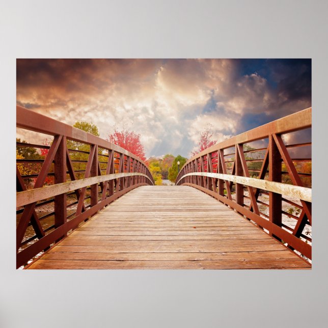 Rustic Wooden Bridge i Land Poster (Framsidan)