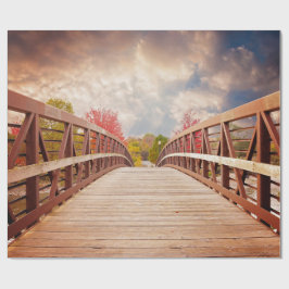 Rustic Wooden Bridge i Land Presentpapper