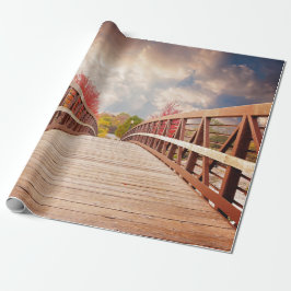 Rustic Wooden Bridge i Land Presentpapper