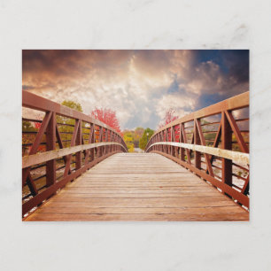 Rustic Wooden Bridge i Land Vykort