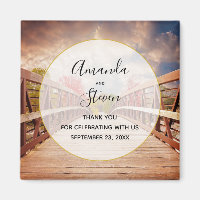 Rustic Wooden Bridge i Landsbyggsbröllopet Magnet