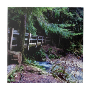 Rustic Wooden Bridge Olympic Park Kakelplatta