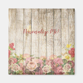 Rustic Wooden Fence Blomsterträdgård Personlig Magnet