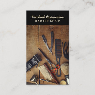 Rustic Wooden Hipster Stil Retro Barber Shop Visitkort