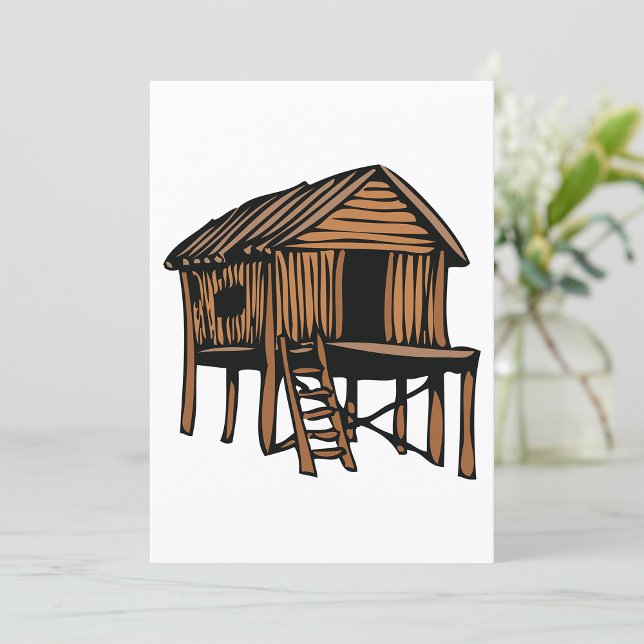 Rustic Wooden Hut Traditional Cabin on Stilts Inbjudningar (Skapare uppladdad)