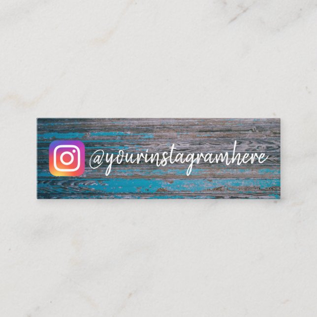 Rustic Wooden Instagram Social Media Mini Visitkort (Framsida)