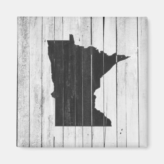 Rustic Wooden Minnesota Black and White Magnet (Framsidan)