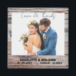 Rustic Wooden Photo Wedding Favor Magnet<br><div class="desc">Rustic Wooden Photo Wedding Favor har en rustik bakgrund av trä, text och bröllop-fotomall. En bröllopsgåva till dina gäster i perfekten. Klicka på knappen Anpassa för att anpassa den med texten eller fotot.Besök gärna min butik " loveyouart" om du vill ha andra eller liknande utformningar. IMAGE KREDIT RAWPIXEL.COM DESIGN LAYOUT...</div>