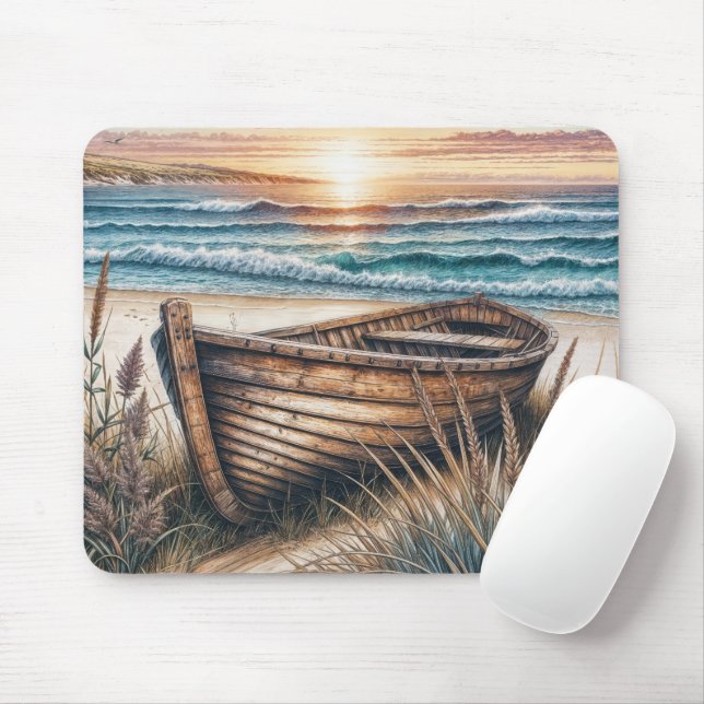Rustic Wooden Rowboat Musmatta (Med mus)