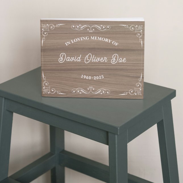 Rustic wooden Simple Custom Photo Text Memorial Gästböcker (rustic guest books celebration of life remembrance memorial funeral bereavement)