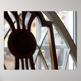 Rustic Wooden-stol framför Window 16x20 Poster