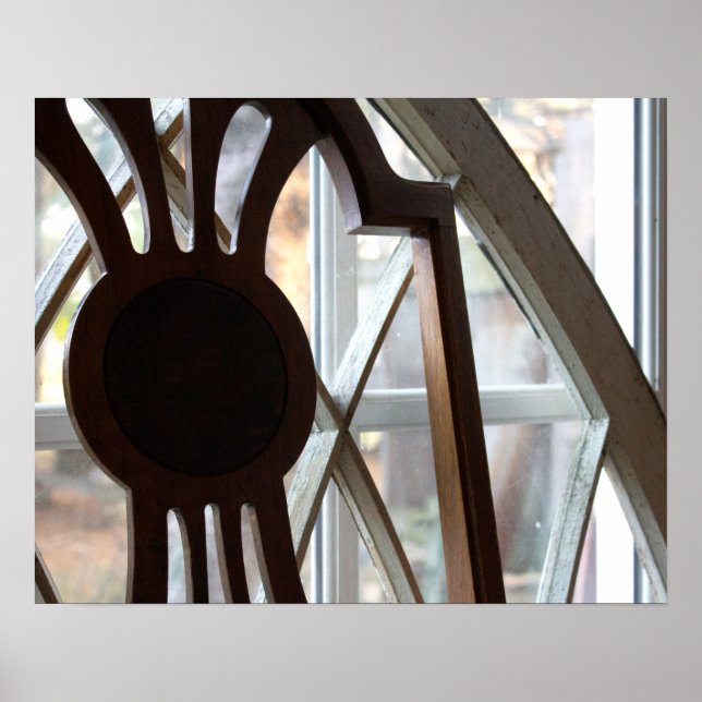 Rustic Wooden-stol framför Window 16x20 Poster (Framsidan)