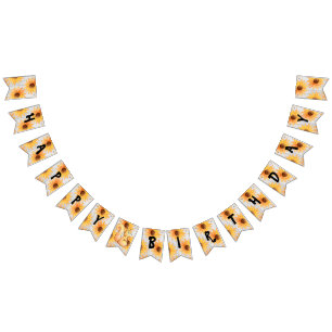 Rustic Wooden Textured Fall Birthday Bunting Vimplar