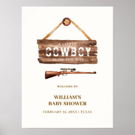 Rustic Wooden Vild Cowboy Gun Baby Shower Välkomme Poster
