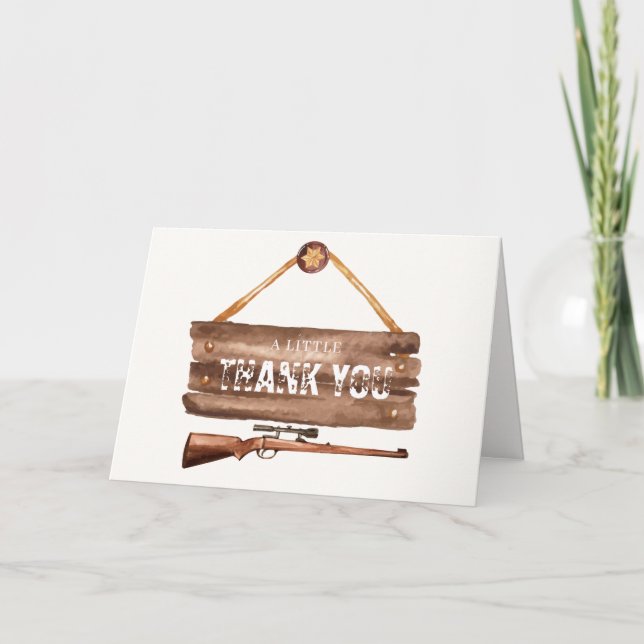 Rustic Wooden Western Cowboy Gun Baby Shower Tack Kort (Framsida)