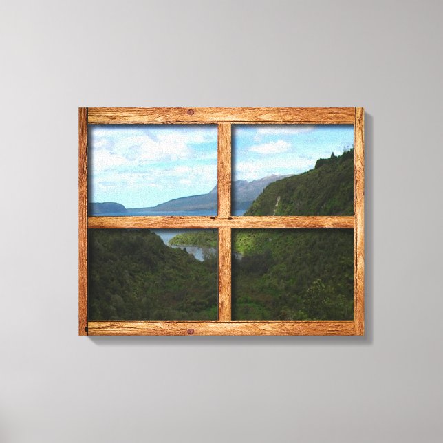 Rustic wooden window ram view of New Zealand Canvastryck (Framsida)