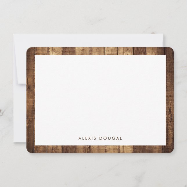 Rustic Woodgrain Farmhouse Personlig Stationery Anteckningskort (Framsida)