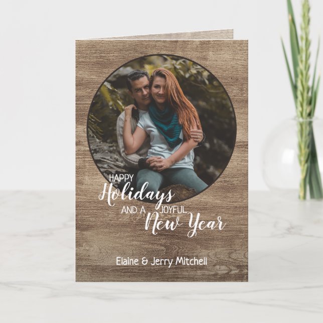 Rustic Woodgrain Mönster Säsong Julhälsningar Helgkort (Framsida)