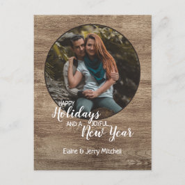 Rustic Woodgrain Mönster Säsong Julhälsningar Vykort