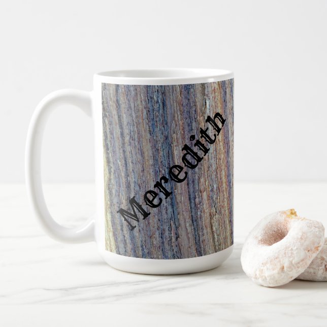 Rustic Woodgrain Photo Lodrät Rand Nature Kaffemugg (Med munk)