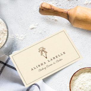 Rustic Woodgrain Stil Bakery Bag Logotyp Visitkort