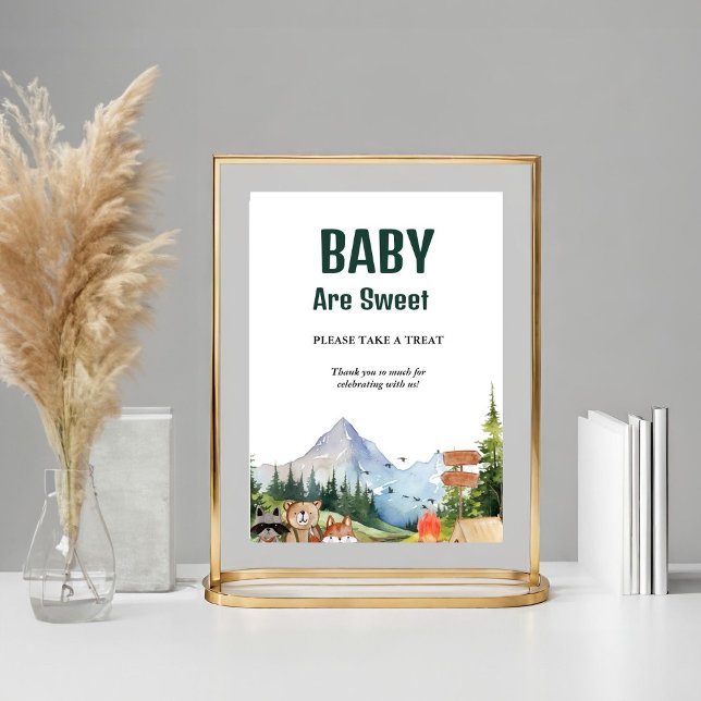 Rustic Woodland Animal Baby dusch Favor-tecken Poster (Skapare uppladdad)