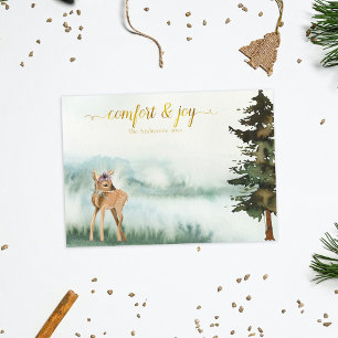 Rustic Woodland Animal Hjort Fawn jul Helgkort