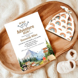 Rustic Woodland Animals Äventyr Baby Shower Inbjudningar