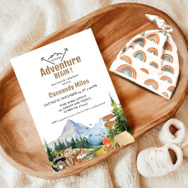 Rustic Woodland Animals Äventyr Baby Shower Invi Inbjudningar