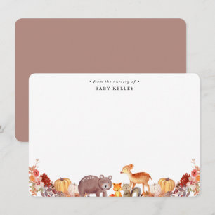 Rustic Woodland Animals Baby Personlig Flat Anteckningskort