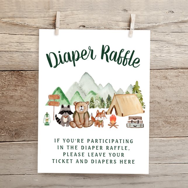 Rustic Woodland Animals Baby Shower Diaper Raffle Poster (Skapare uppladdad)