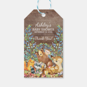 Rustic Woodland Animals Baby Shower Favor Gift Mär Presentetikett