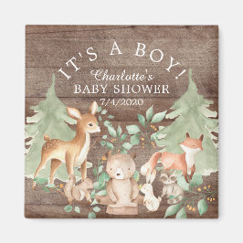 Rustic Woodland Animals Baby Shower Favor Magnet