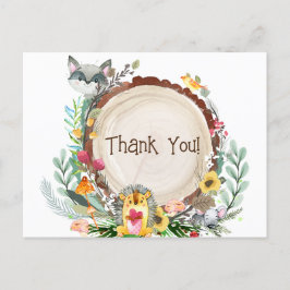 Rustic Woodland Animals Baby Shower Greenery Tack Vykort
