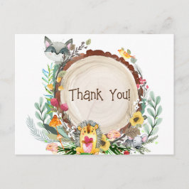 Rustic Woodland Animals Baby Shower Greenery Tack Vykort