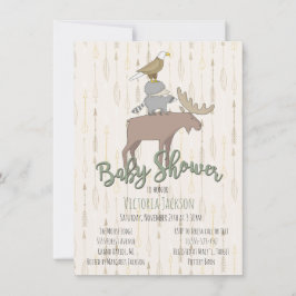 Rustic Woodland Animals Baby Shower Inbjudningar