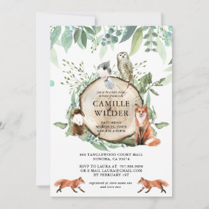 Rustic Woodland Animals Baby Shower Inbjudningar