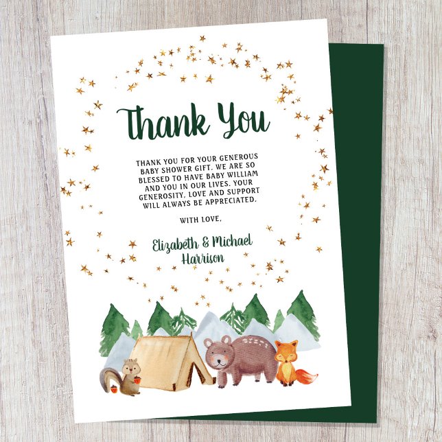 Rustic Woodland Animals Baby Shower Tack Kort (Skapare uppladdad)