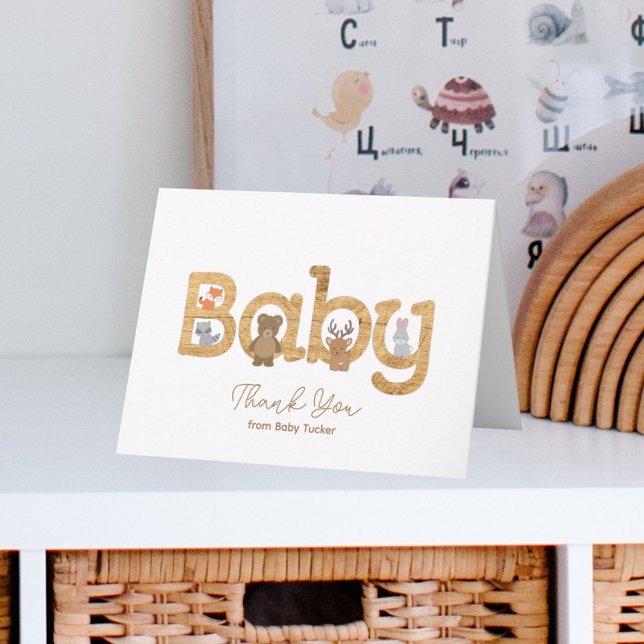 Rustic Woodland Animals Baby Shower Tack Kort (Skapare uppladdad)