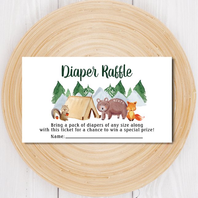 Rustic Woodland Animals blöder Raffle Baby Shower Tilläggskort (Skapare uppladdad)
