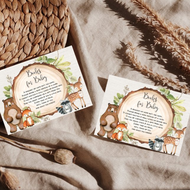 Rustic Woodland animals bok begär babydusch E Tilläggskort (Skapare uppladdad)