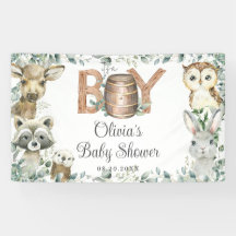 Rustic Woodland Animals Boy Baby Shower BackDrop