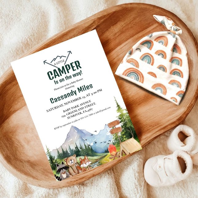 Rustic Woodland Animals Camper Baby Shower Inbjudningar (Skapare uppladdad)