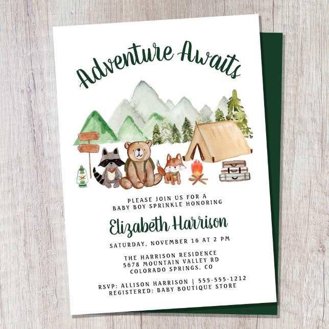 Rustic Woodland Animals Campfire Baby Sprinkle Inbjudningar (Skapare uppladdad)