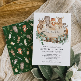Rustic Woodland Animals Greenery Boy Shower Inbjudningar