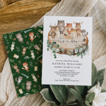 Rustic Woodland Animals Greenery Boy Shower