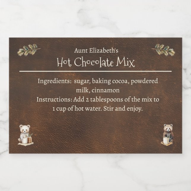 Rustic Woodland Animals Hett Cocoa Mix Mat Etiketter (Singel etikett)
