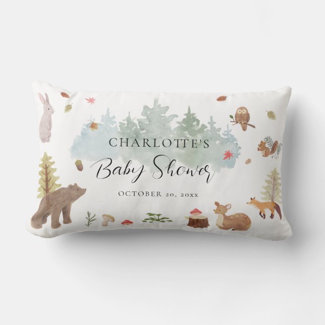 Rustic Woodland Animals - Höstbabystövel Lumbarkudde (Framsida)