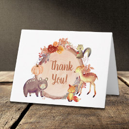 Rustic Woodland Animals - Höstbabystövel Tack Kort