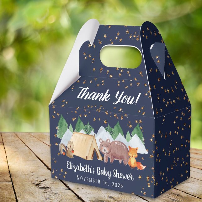 Rustic Woodland Animals Night Camping Baby Shower Presentaskar (Skapare uppladdad)